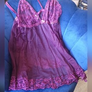 Frederick of Hollywood burgundy babydoll XL